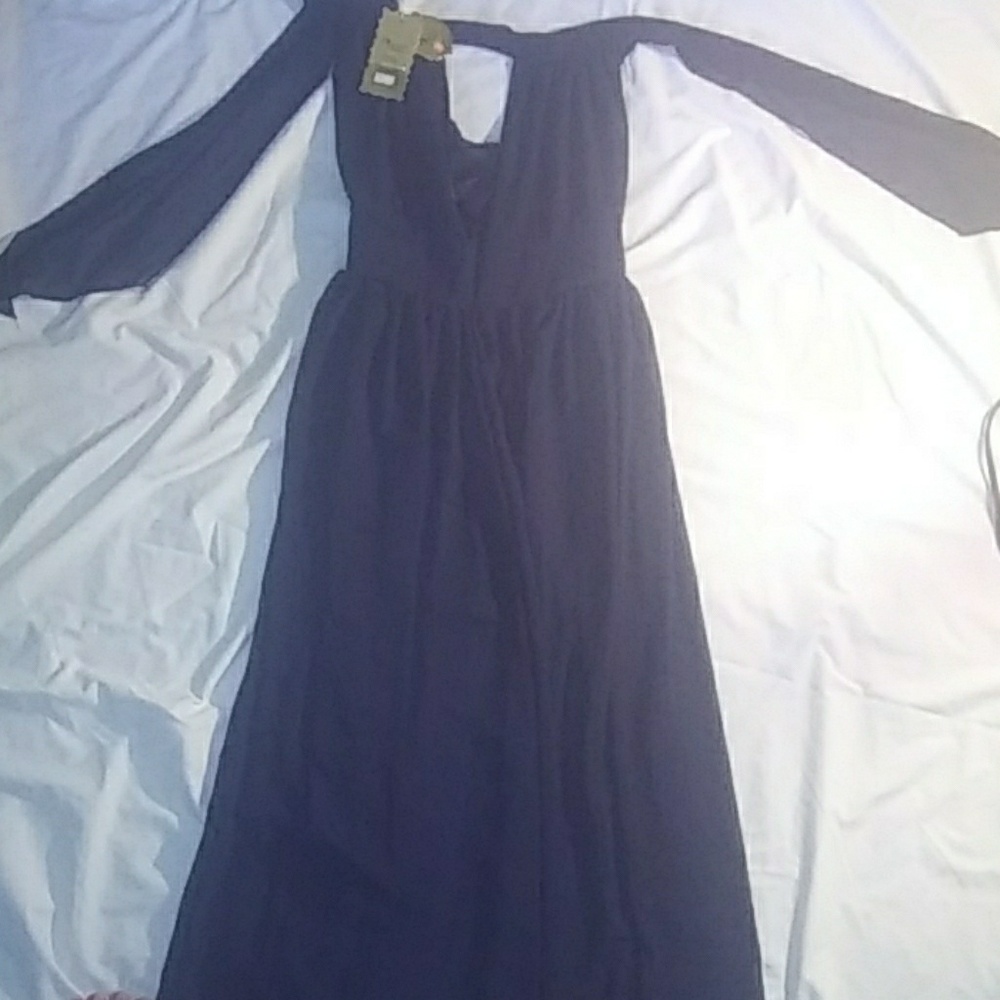 Roiii Elegant Evening Chiffon Dress Navy